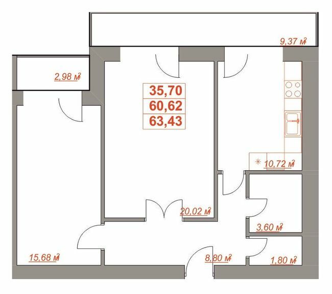 2-кімнатна 63.43 м² в ЖК Ювілейний від 10 500 грн/м², Івано-Франківськ