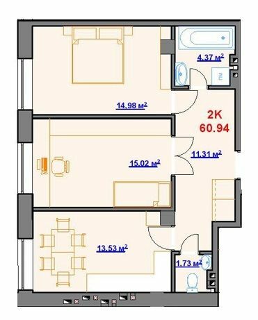 2-кімнатна 60.94 м² в ЖК на пл. Шептицького, 8 від 18 200 грн/м², м. Калуш