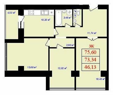 3-комнатная 75.6 м² в ЖК на вул. Тисменицька от застройщика, Ивано-Франковск