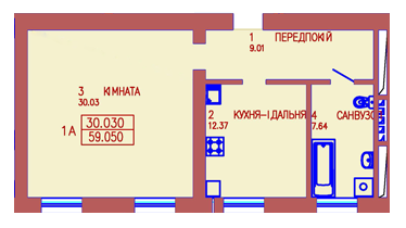 1-комнатная 59.05 м² в ЖБ Сонячний от застройщика, с. Подпечеры