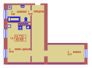 1-комнатная 60.4 м² в ЖБ Сонячний от застройщика, с. Подпечеры