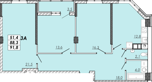 3-комнатная 91.8 м² в ЖК RealPark от 15 100 грн/м², Одесса