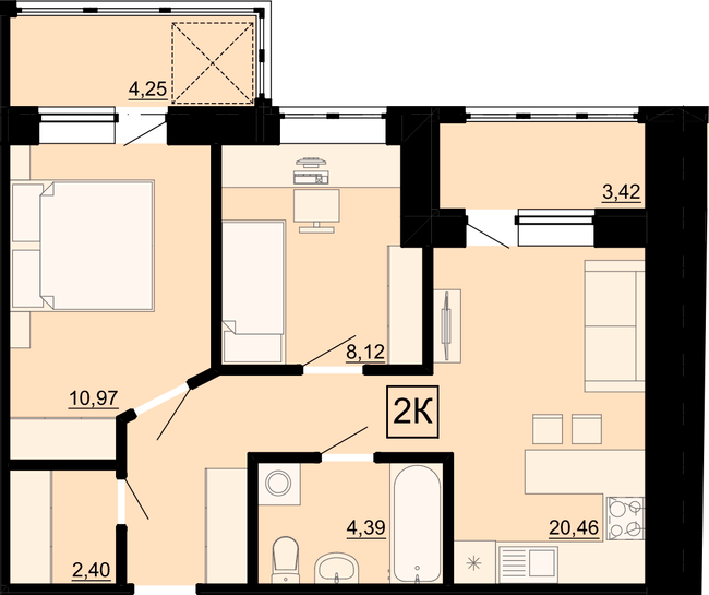 2-кімнатна 54.91 м² в ЖК Акварель-4 від 19 900 грн/м², Одеса