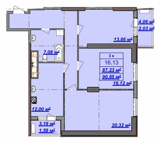 3-кімнатна 90.85 м² в ЖК Посейдон від 21 650 грн/м², Одеса