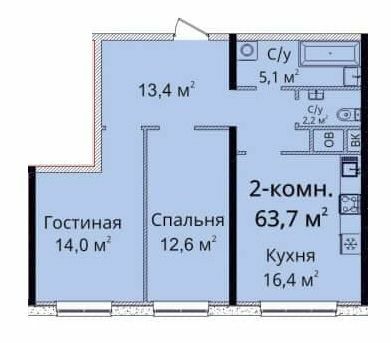 2-кімнатна 63.7 м² в ЖК Sea View від 25 700 грн/м², Одеса