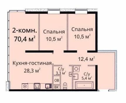 2-кімнатна 70.4 м² в ЖК Sea View від 22 900 грн/м², Одеса