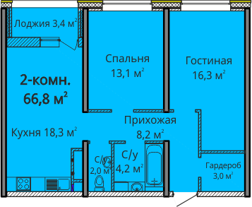 2-кімнатна 66.8 м² в ЖК Альтаїр 3 від 26 400 грн/м², Одеса