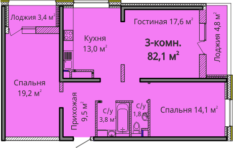 3-комнатная 82.1 м² в ЖК Альтаир 3 от 24 650 грн/м², Одесса