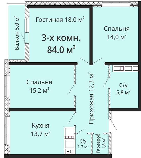 3-комнатная 84 м² в ЖК Горизонт от 21 400 грн/м², Одесса