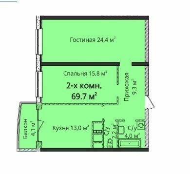 2-кімнатна 69.7 м² в ЖК Чотири сезони від забудовника, Одеса