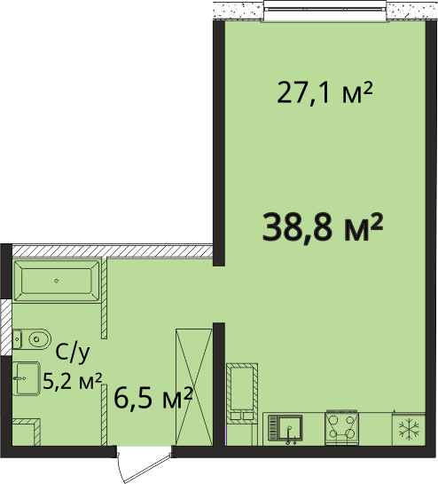 1-кімнатна 38.8 м² в Апарт-комплекс Літературний від 25 350 грн/м², Одеса