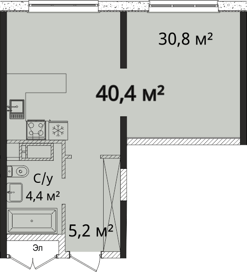 1-кімнатна 40.4 м² в Апарт-комплекс Літературний від 25 350 грн/м², Одеса