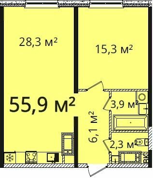 1-кімнатна 55.9 м² в Апарт-комплекс Морська резиденція від 30 400 грн/м², Одеса