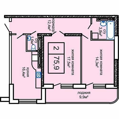 2-кімнатна 75.9 м² в ЖК Вернісаж від 23 850 грн/м², Одеса