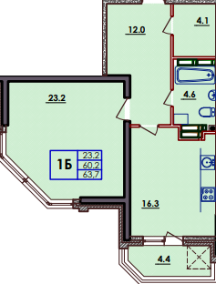 1-кімнатна 63.7 м² в ЖК Хвиля від 22 150 грн/м², Одеса