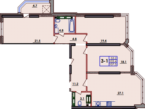 3-комнатная 107.5 м² в ЖК Волна от 18 700 грн/м², Одесса