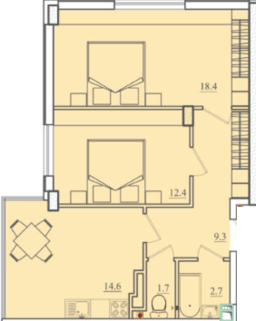 1-комнатная 59.1 м² в ЖК Восход от застройщика, Одесса