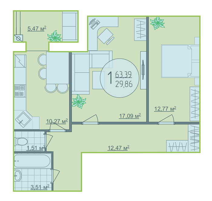 2-кімнатна 63.39 м² в ЖК Кемпінг Сіті від 12 700 грн/м², смт Стрижавка