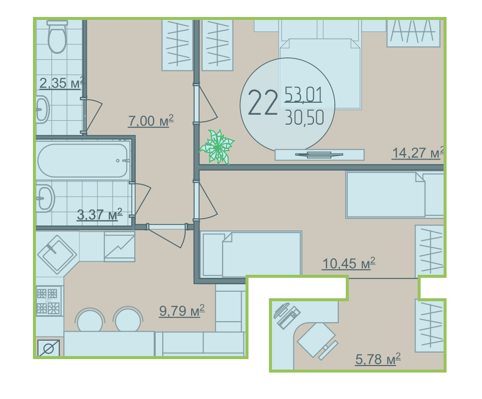 2-комнатная 53.01 м² в ЖК Кемпинг Сити от 13 500 грн/м², пгт Стрижавка