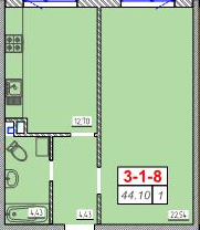 1-комнатная 44.1 м² в ЖК Сорок девятая жемчужина от застройщика, Одесса