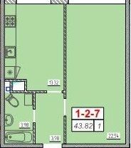 1-комнатная 43.82 м² в ЖК Сорок девятая жемчужина от застройщика, Одесса