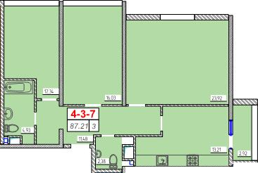 3-комнатная 86.6 м² в ЖК Сорок девятая жемчужина от 21 300 грн/м², Одесса