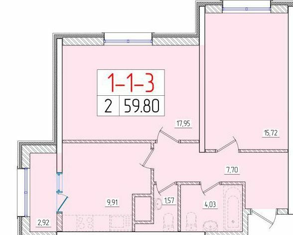 2-комнатная 59.8 м² в ЖК Пятьдесят шестая жемчужина от 17 900 грн/м², Одесса