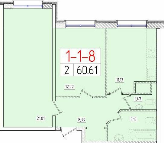 2-кімнатна 60.61 м² в ЖК П'ятдесят шоста перлина від 17 900 грн/м², Одеса