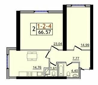 2-кімнатна 66.57 м² в ЖК П'ятдесят четверта перлина від 22 050 грн/м², с. Крижанівка