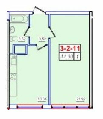 1-комнатная 42.3 м² в ЖК Пятьдесят третья жемчужина от 18 750 грн/м², Одесса