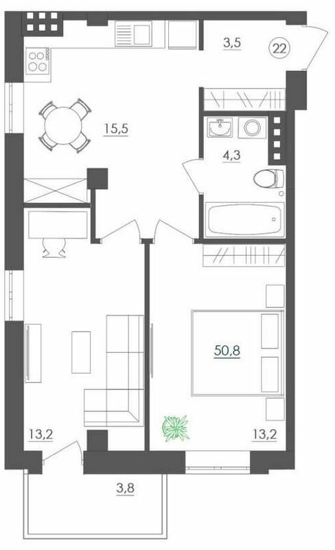 2-комнатная 50.8 м² в ЖК Дом на Мещанской от 29 350 грн/м², Одесса