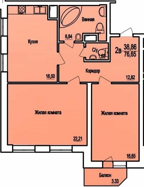 2-кімнатна 76.65 м² в ЖБК Співаючий фонтан від 24 000 грн/м², Одеса