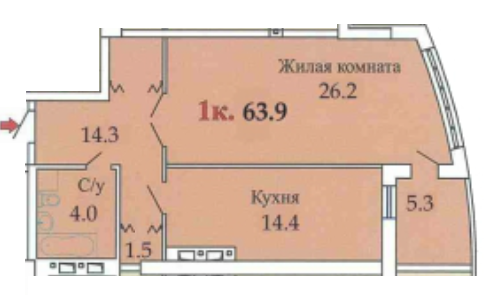 1-комнатная 63.9 м² в ЖК Одиссей от застройщика, Одесса