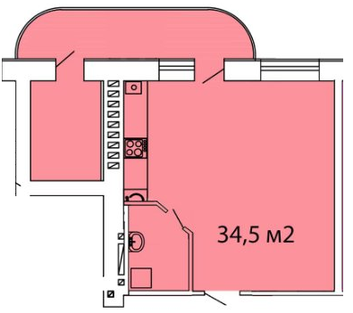 1-комнатная 34.5 м² в ЖК Теплый дом от 13 500 грн/м², с. Крыжановка