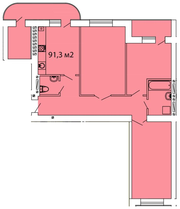 3-кімнатна 91.3 м² в ЖК Теплий дім від 13 200 грн/м², с. Крижанівка