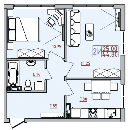 2-кімнатна 44.8 м² в ЖМ Острови від 13 500 грн/м², Одеса