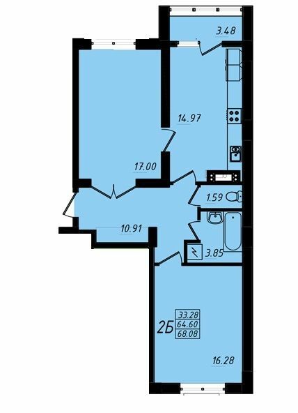 2-кімнатна 68.08 м² в ЖК Маршал-Сіті від забудовника, Одеса