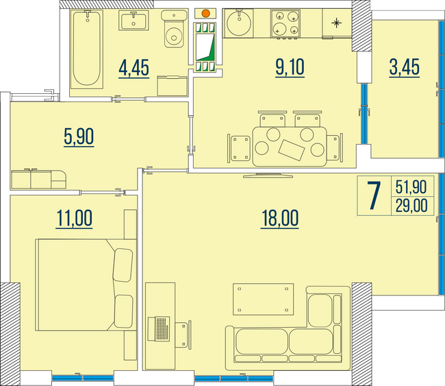 2-комнатная 51.9 м² в ЖК Бульвар Акаций от 23 700 грн/м², Одесса