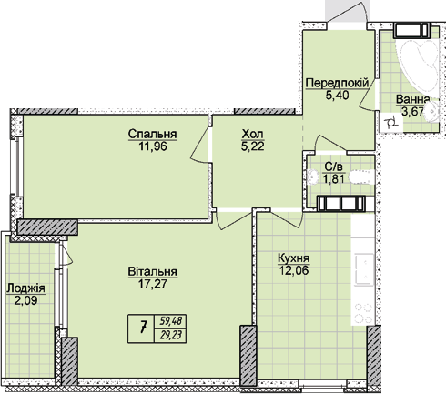 2-комнатная 59.48 м² в ЖК Башни Фонтана от 21 200 грн/м², Одесса