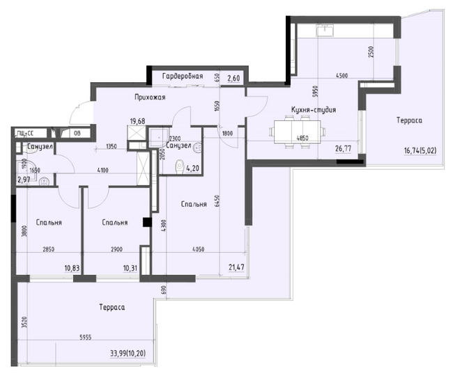 3-кімнатна 114.5 м² в ЖК Простір+ на Дачній від 31 700 грн/м², Одеса