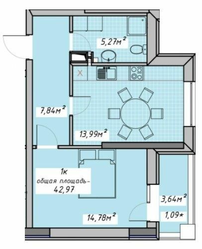 1-кімнатна 42.97 м² в ЖК Otrada Sky від забудовника, Одеса