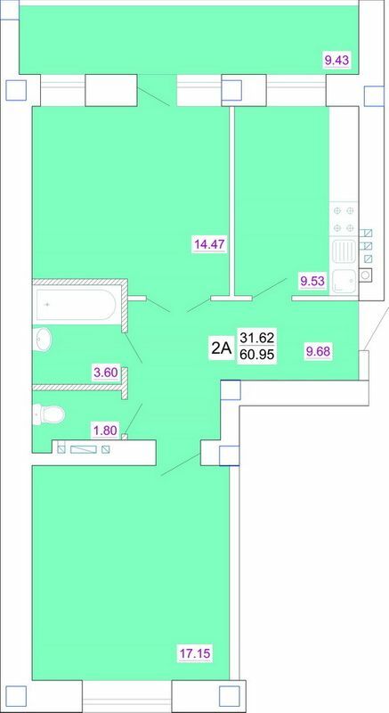 2-кімнатна 60.95 м² в ЖК Одеський двір від 12 950 грн/м², Одеса