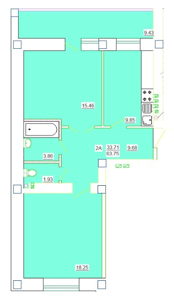 2-комнатная 63.75 м² в ЖК Одесский двор от 15 600 грн/м², Одесса