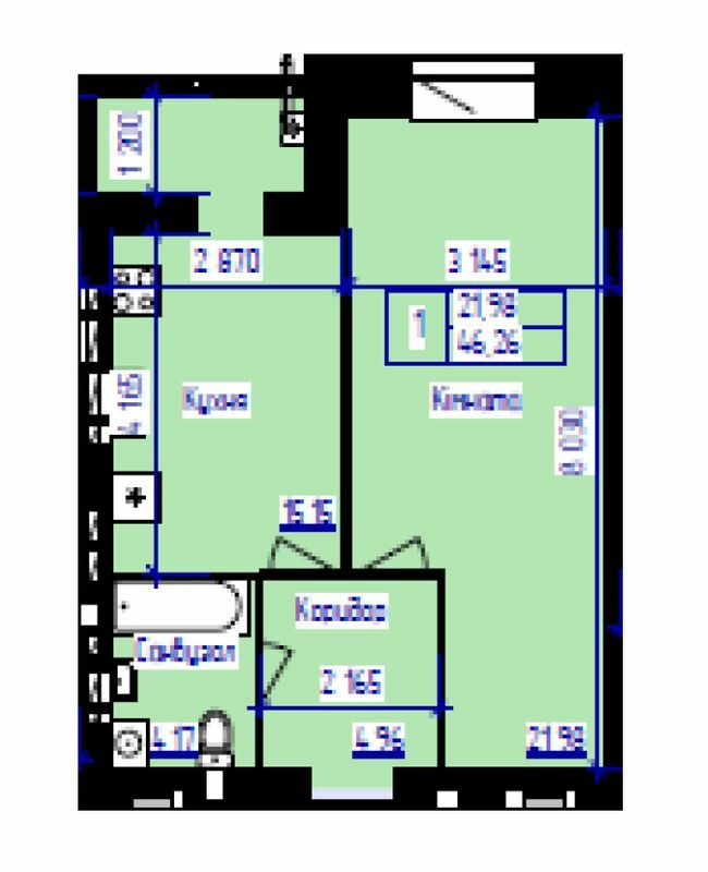 1-кімнатна 46.26 м² в ЖК Парус від 16 200 грн/м², м. Чорноморск