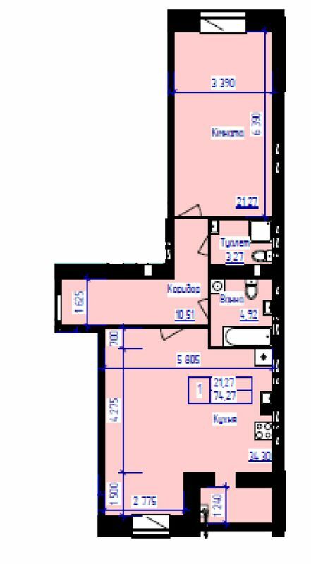 1-кімнатна 74.27 м² в ЖК Парус від 16 450 грн/м², м. Чорноморск