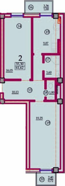 2-комнатная 61.62 м² в ЖК Вентимилья от 35 350 грн/м², Одесса