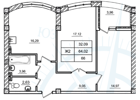 2-комнатная 66 м² в ЖК Дом у моря от 18 400 грн/м², г. Южное