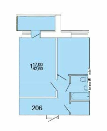 1-комнатная 42.6 м² в ЖК Морской от 14 250 грн/м², г. Южное