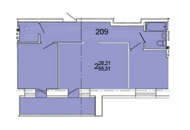 2-кімнатна 55.31 м² в ЖК Морський від 13 150 грн/м², м. Южне