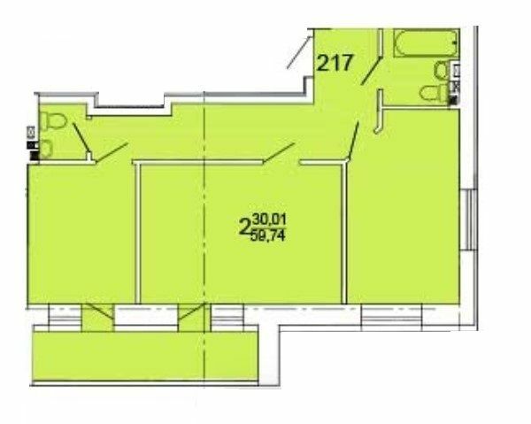 2-комнатная 59.74 м² в ЖК Морской от 13 150 грн/м², г. Южное